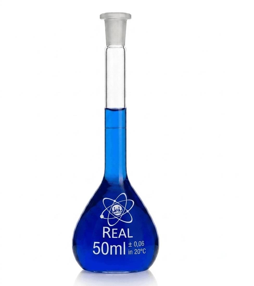 BALÃO VOLUMÉTRICO INCOLOR COM ROLHA EM PP